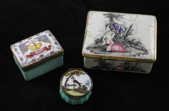 A late 18th century German enamel rectangular snuff box,